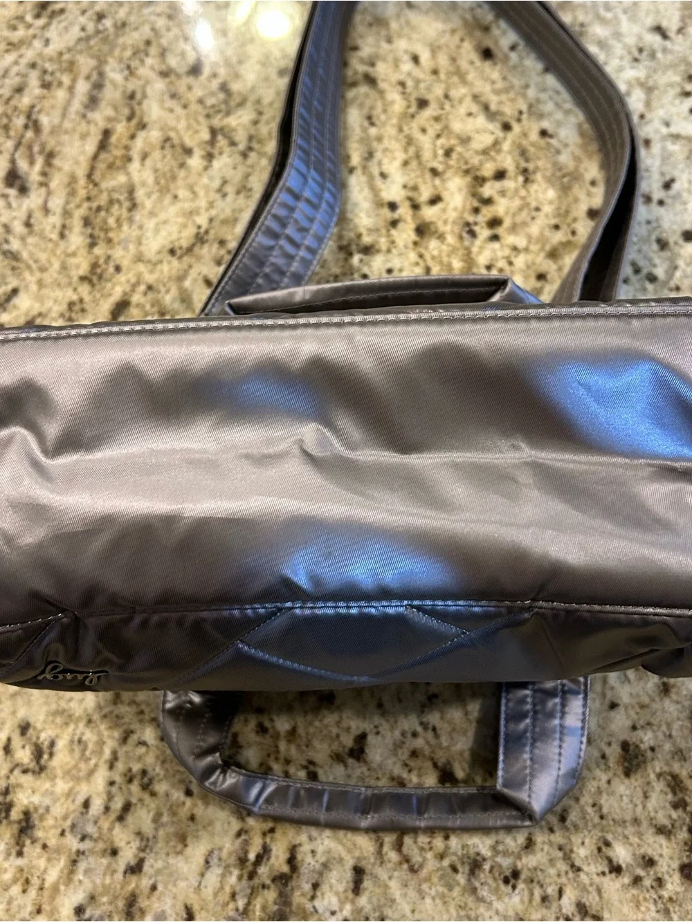 LUG women’s Quilted Crossbody Jitterbug Shoulder Bag Taupe. Adj strap LIKE NEW